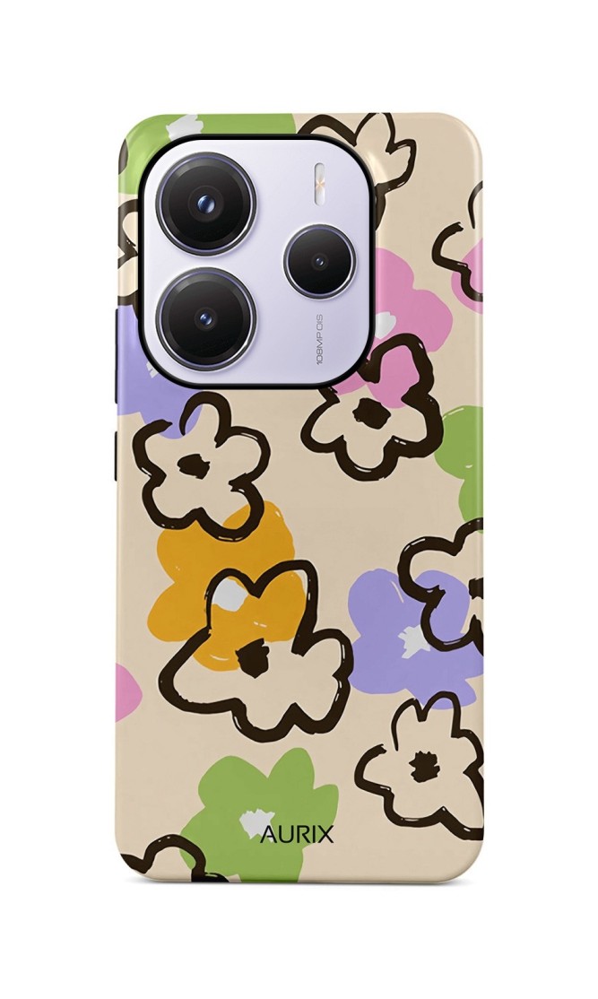 Levně Kryt AURIX Xiaomi Redmi Note 14 5G pevný Flower Drawing 136502 (pouzdro neboli obal na mobil Xiaomi Redmi Note 14 5G)