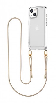 Zadní kryt Esthetique na iPhone 14 s béžovou šňůrkou průhledný