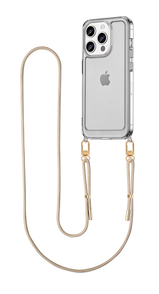 Kryt TopQ Esthetique iPhone 15 Pro s béžovou šňůrkou průhledný 126525