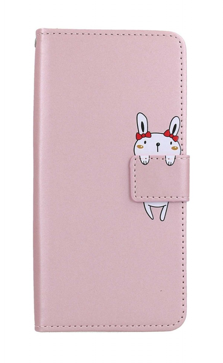 Knížkové pouzdro na Xiaomi Redmi Note 12 Pro+ 5G růžové s králíčkem