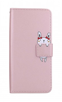 Knížkové pouzdro na Xiaomi Redmi Note 12 Pro+ 5G růžové s králíčkem