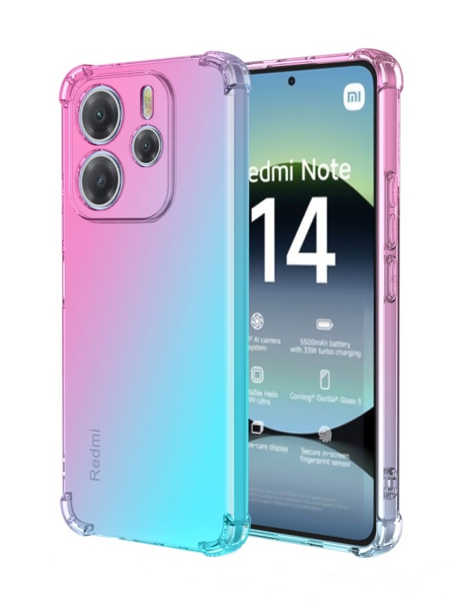 Levně Kryt TopQ Xiaomi Redmi Note 14 Shock duhový mentolovo-růžový 136552 (pouzdro neboli obal na mobil Xiaomi Redmi Note 14)
