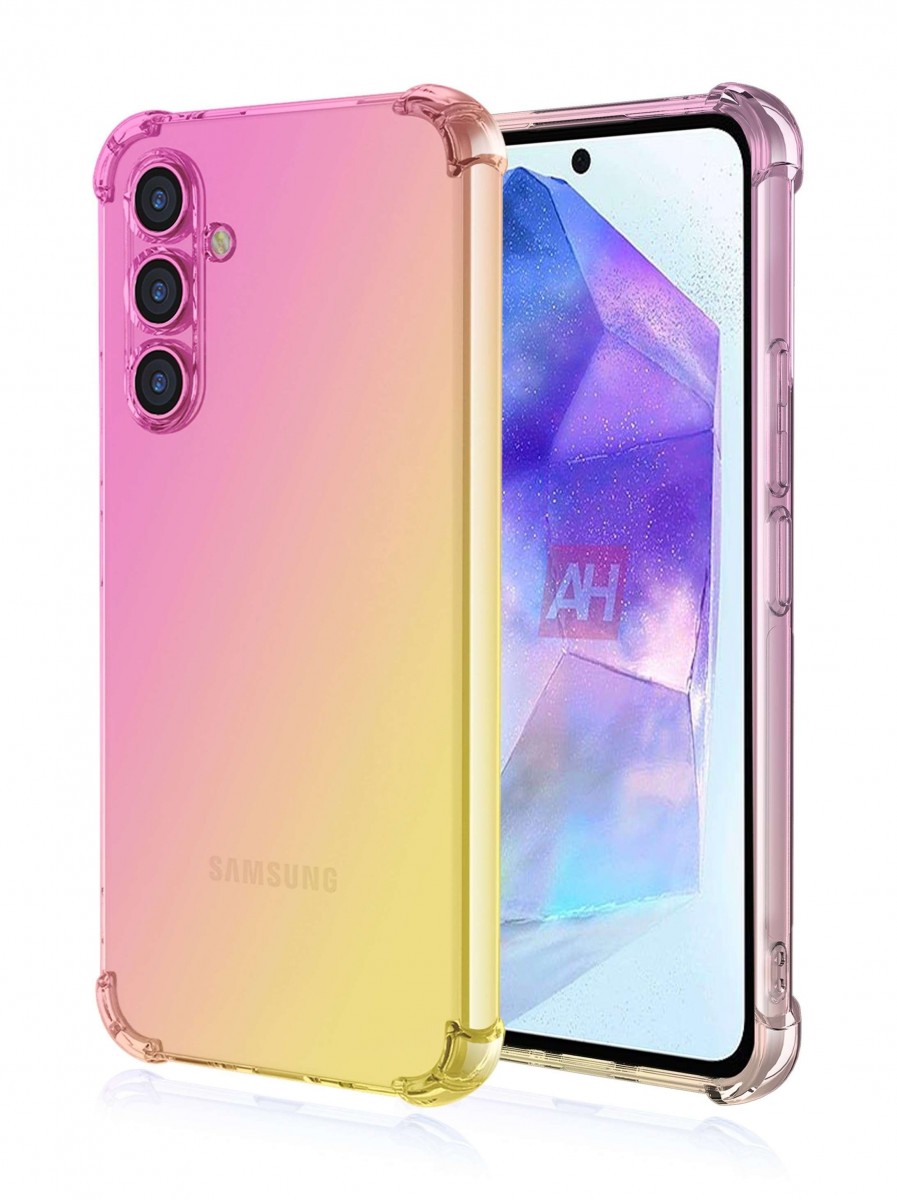 Zadní kryt na Samsung A55 Shock duhový růžovo-žlutý