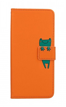 Knížkové pouzdro na Xiaomi Redmi Note 12 Pro 5G oranžové s žabkou