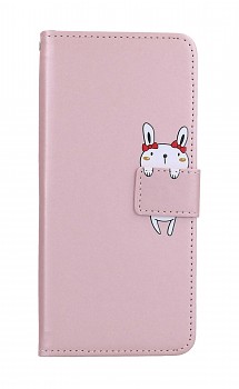 Knížkové pouzdro na Xiaomi Redmi Note 12 Pro 5G růžové s králíčkem