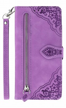 Knížkové pouzdro na Xiaomi Redmi Note 14 se zipem fialové