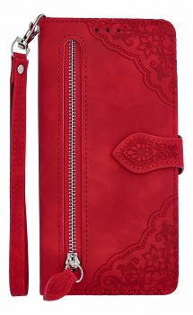 Knížkové pouzdro na Xiaomi Redmi Note 14 se zipem červené