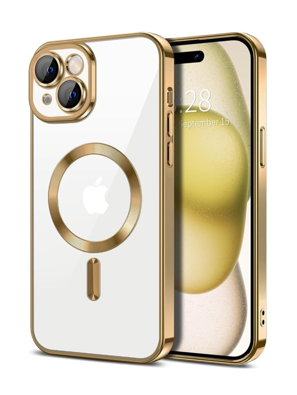 Zadní kryt Techsuit Luxury Crystal MagSafe iPhone 15 zlatý