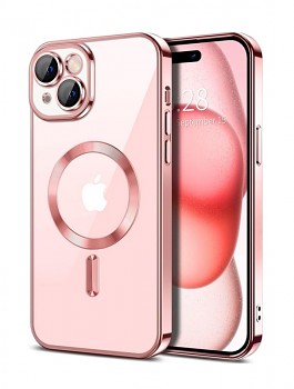Zadní kryt Techsuit Luxury Crystal MagSafe iPhone 15 růžový