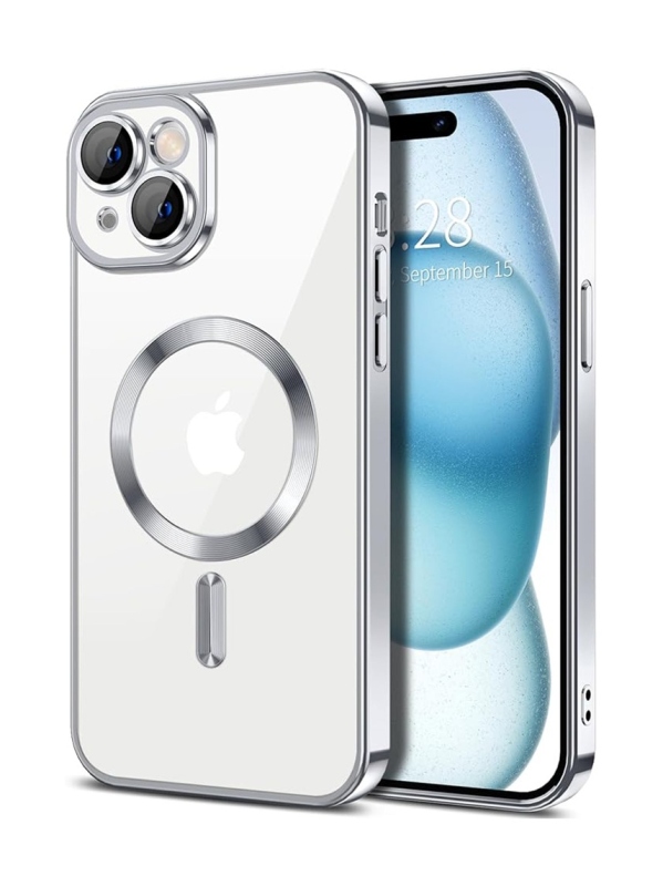 Zadní kryt Techsuit Luxury Crystal MagSafe iPhone 15 stříbrný
