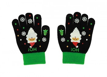Dětské dotykové rukavice pro mobilní telefon Santa Claus černé