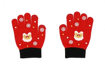 Dětské dotykové rukavice pro mobilní telefon Santa Claus červené