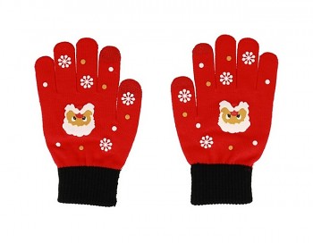 Dotykové rukavice pro mobilní telefon Santa Claus červené