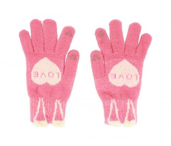 Dotykové rukavice pro mobilní telefon Love růžové