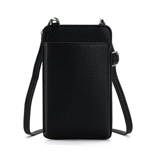 Kabelka na mobil Minimalistic s popruhem černá