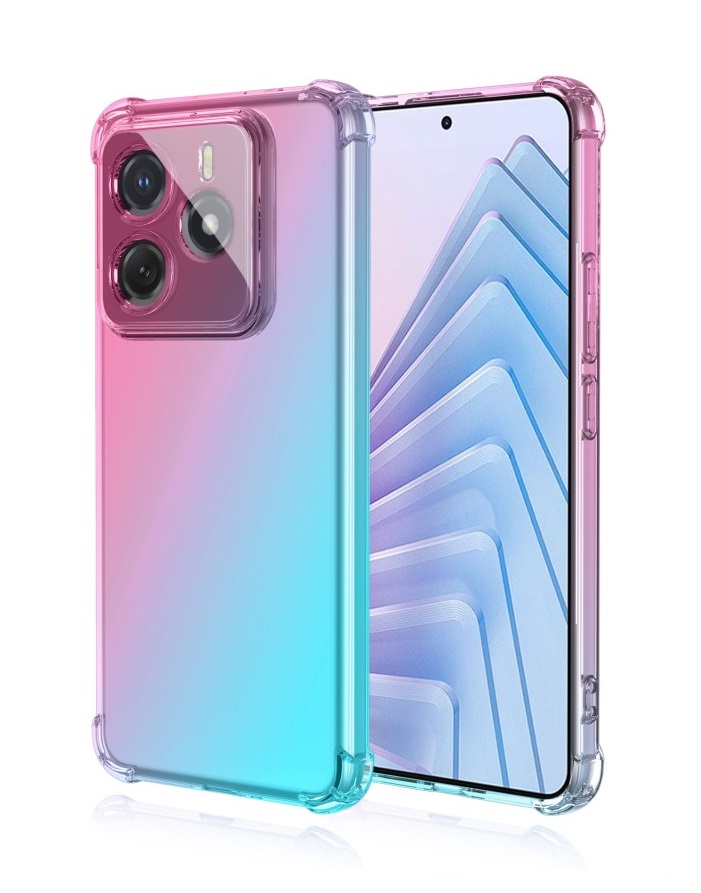 Zadní kryt na Xiaomi Redmi Note 14 5G Shock duhový mentolovo-růžový