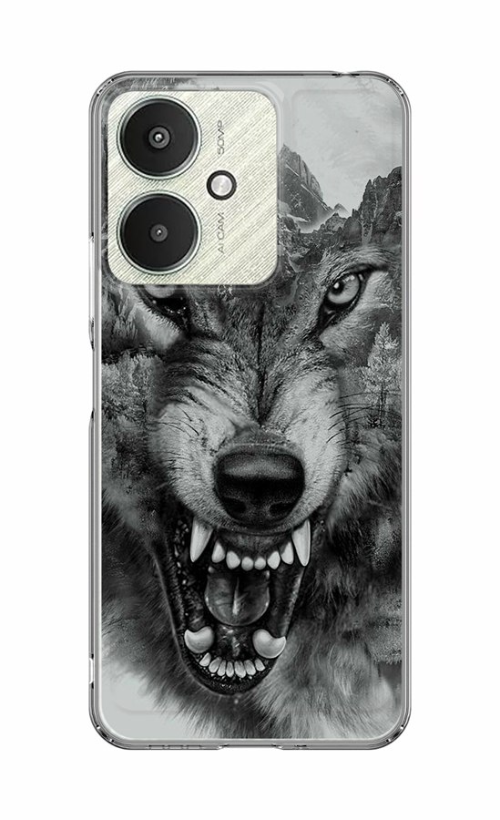 Zadní pevný kryt Image na Xiaomi Redmi 13C 5G Černobílý vlk