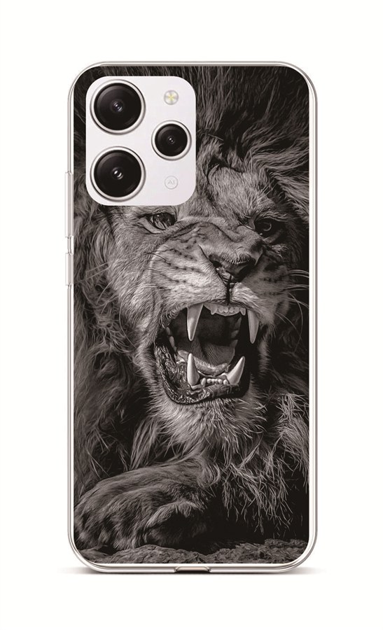 Levně Kryt TopQ Xiaomi Redmi 12 Černobílý lev 106684 (pouzdro neboli obal na mobil Xiaomi Redmi 12)