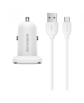 Nabíječka do auta Borofone BZ12 micro USB 2.4A Dual bílá