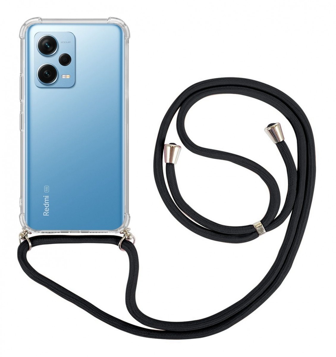 Zadní kryt na Xiaomi Redmi Note 12 Pro+ 5G s černou šňůrkou průhledný