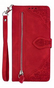 Knížkové pouzdro na Xiaomi Redmi Note 14 Pro se zipem červené