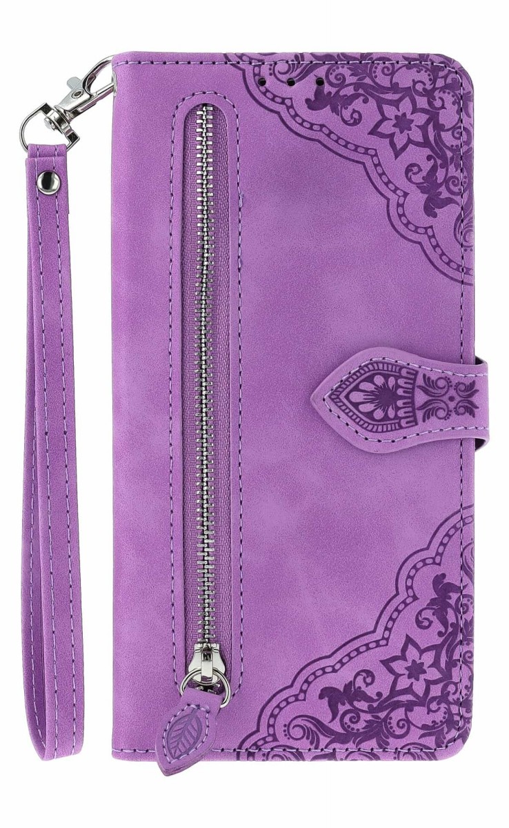 Knížkové pouzdro na Xiaomi Redmi Note 14 Pro 5G se zipem fialové