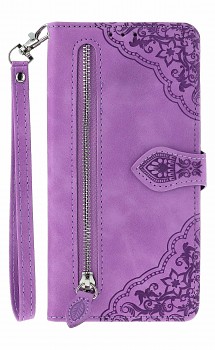 Knížkové pouzdro na Xiaomi Redmi Note 14 Pro 5G se zipem fialové