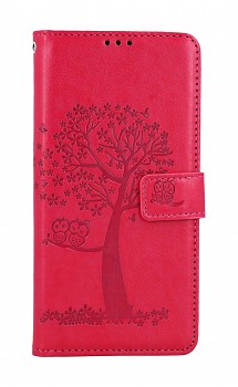 Knížkové pouzdro na Xiaomi Redmi Note 12S Tmavě růžový strom sovičky