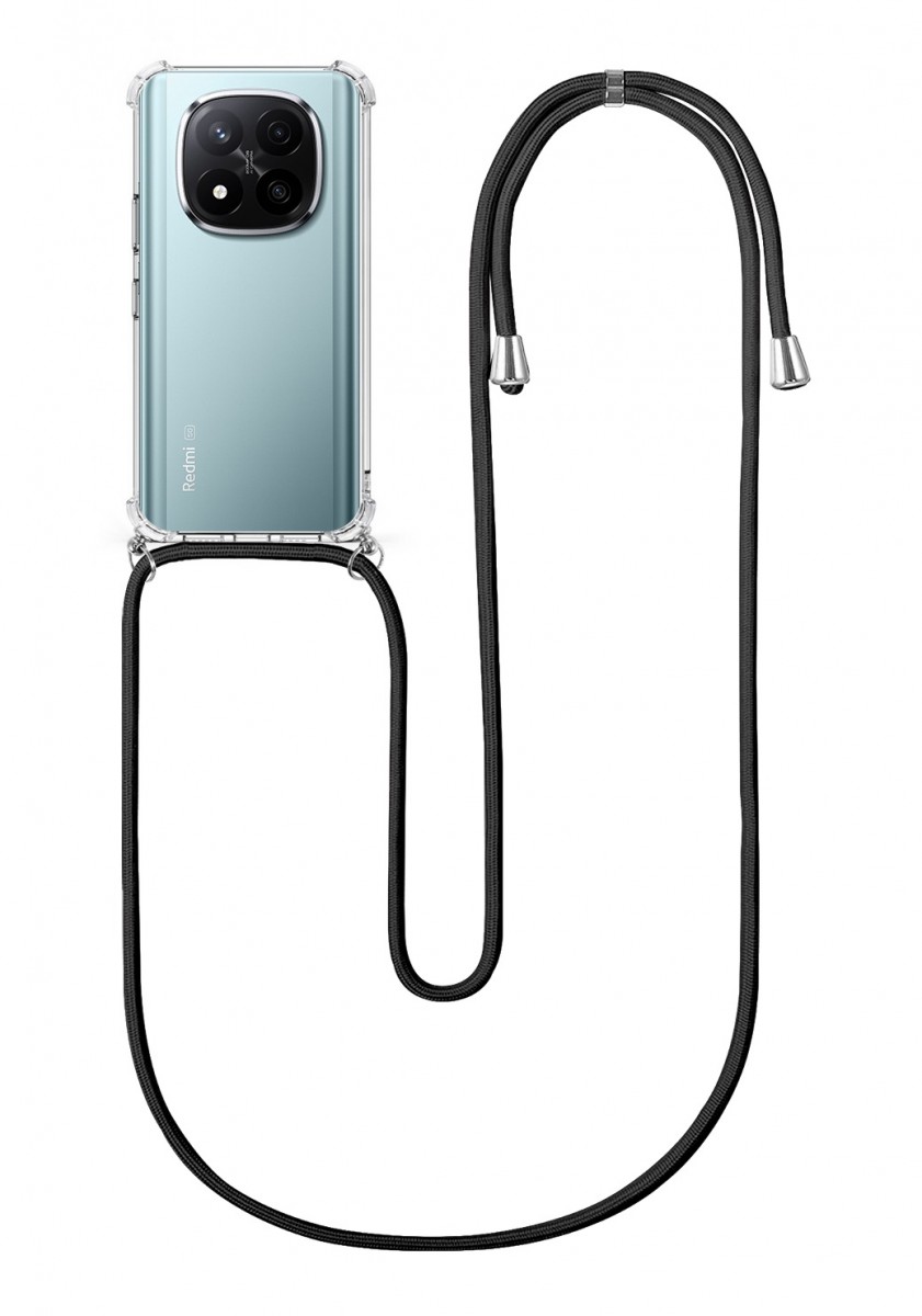 Zadní kryt na Xiaomi Redmi Note 14 Pro+ 5G s černou šňůrkou průhledný