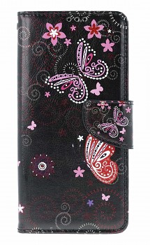 Knížkové pouzdro Design na Xiaomi Redmi Note 14 5G Fialoví motýlci černé