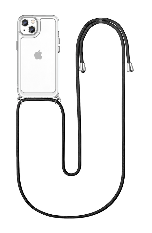 Levně Kryt TopQ iPhone 13 mini silikon s černou šňůrkou průhledný 67293 (pouzdro neboli obal na mobil iPhone 13 mini)