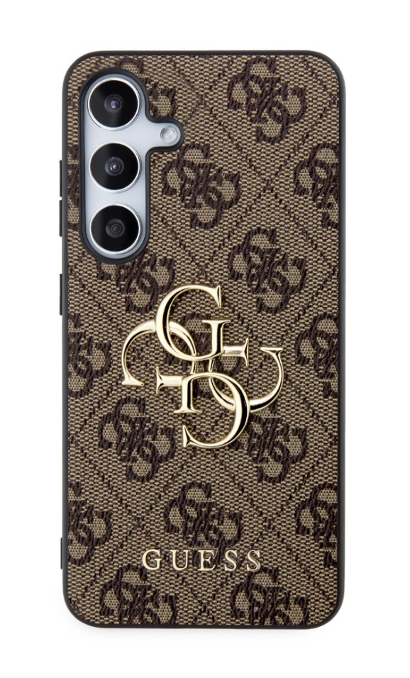 Guess PU 4G Metal Logo Zadní Kryt pro Samsung Galaxy S24+ Brown