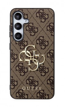 Guess PU 4G Metal Logo Zadní Kryt pro Samsung Galaxy S24+ Brown
