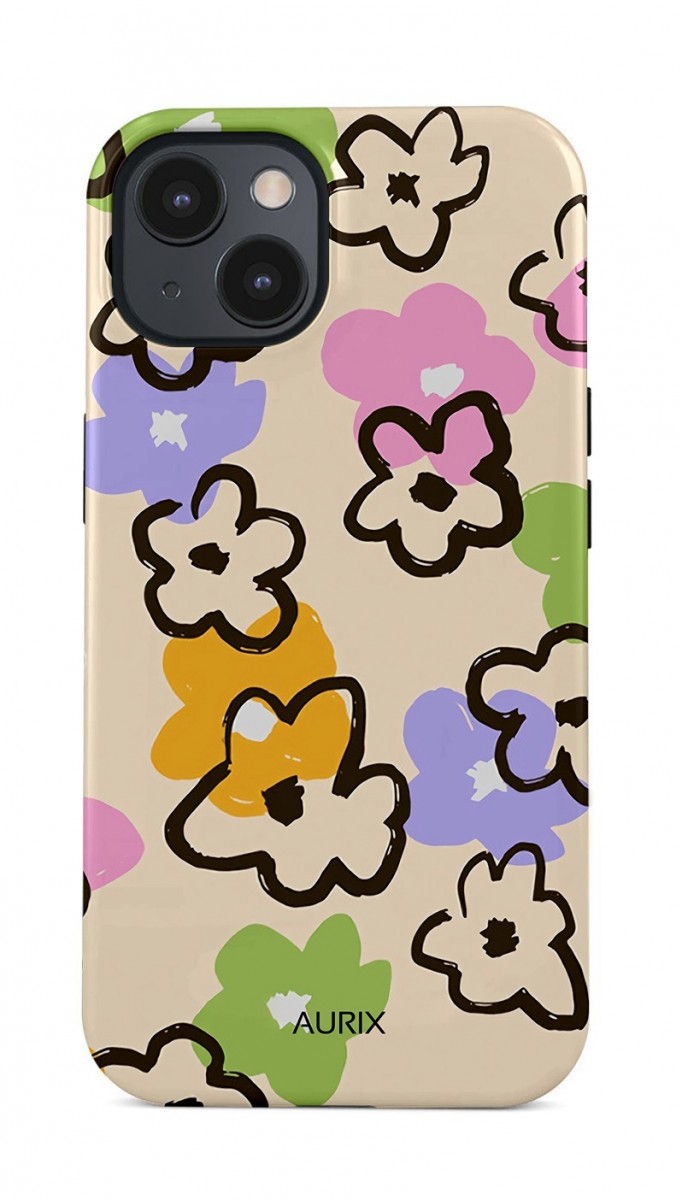 Luxusní kryt AURIX MagSafe na iPhone 15 Flower Drawing