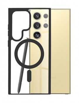 Zadní pevný kryt Magnetic na Samsung S24 Ultra s černým rámečkem
