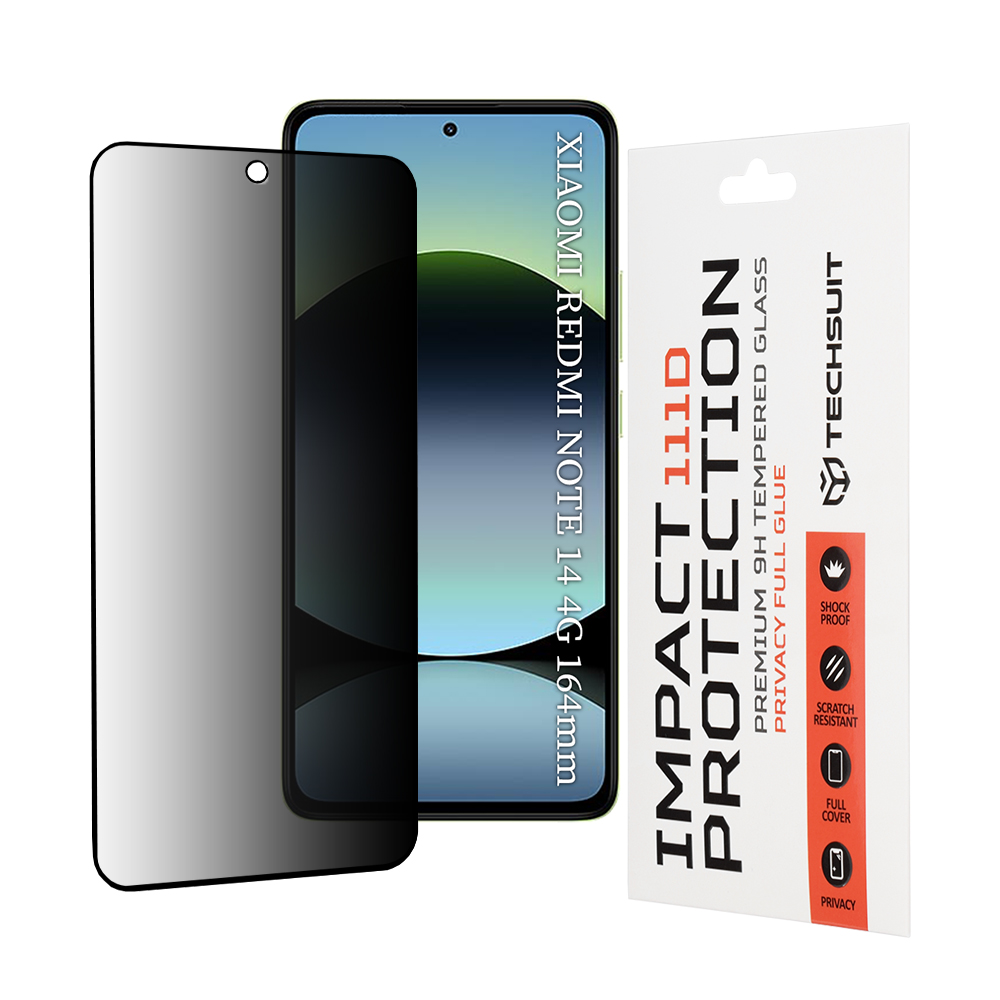 Levně Ochranné sklo Techsuit 111D Privacy Full Glue pro Xiaomi Redmi Note 14 4G černé