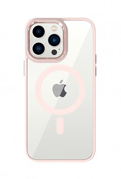 Zadní pevný kryt Magnetic na iPhone 14 Pro s růžovým rámečkem