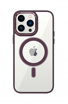 Zadní pevný kryt Magnetic na iPhone 14 Pro s vínovým rámečkem