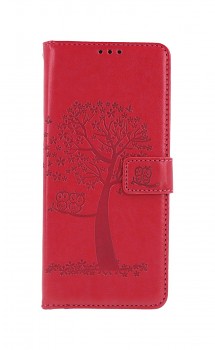 Knížkové pouzdro na Xiaomi Redmi 10C Tmavě růžový strom sovičky