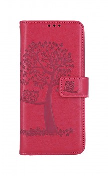 Knížkové pouzdro na Xiaomi Redmi Note 11 Tmavě růžový strom sovičky