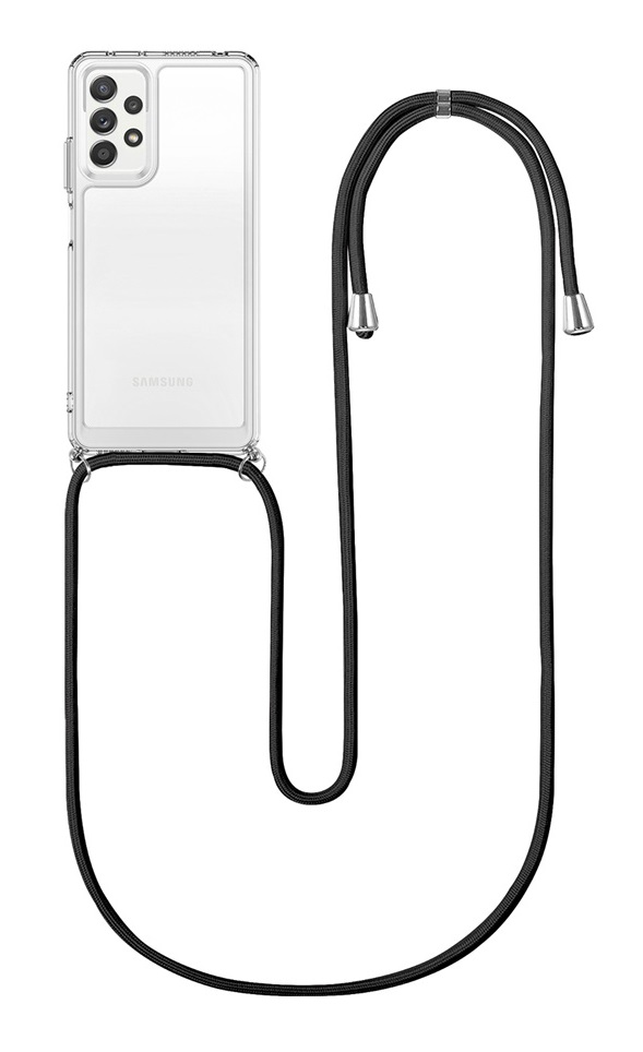 Zadní silikonový kryt na Samsung A32 5G s černou šňůrkou průhledný