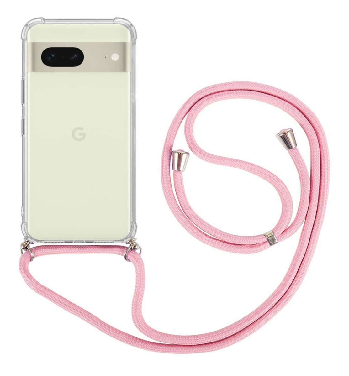 Zadní kryt na Google Pixel 7 5G s růžovou šňůrkou průhledný
