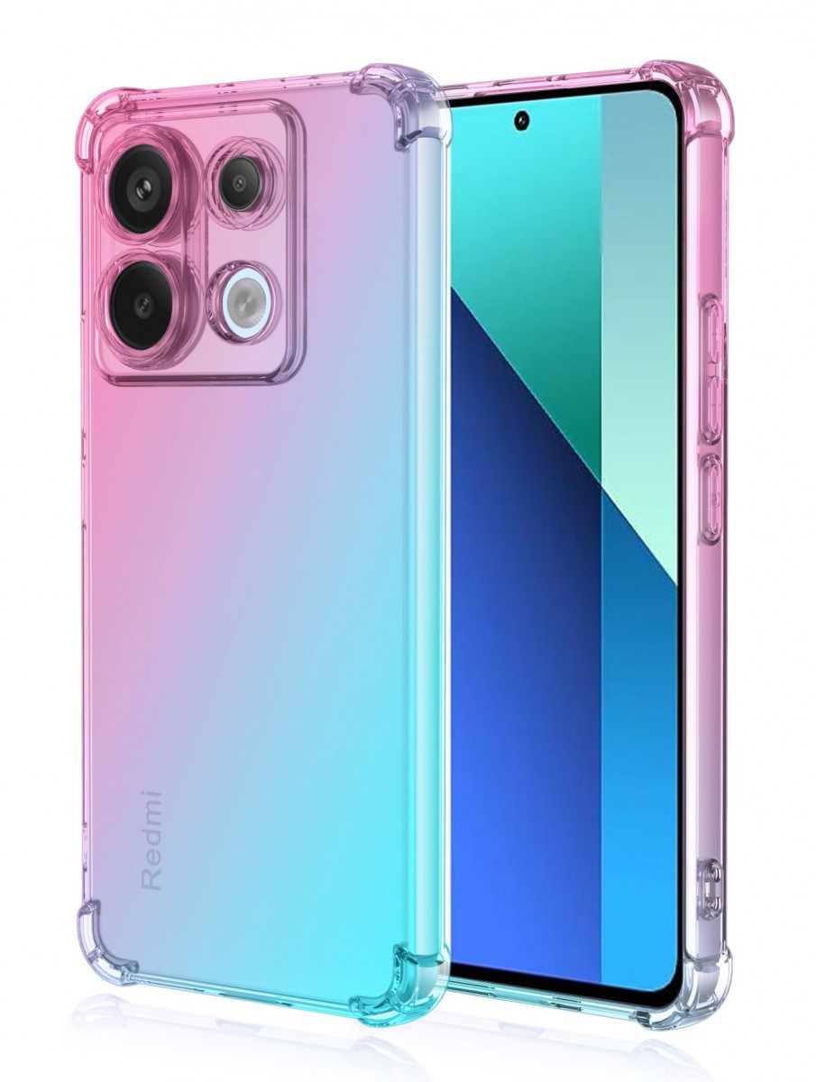 Zadní kryt na Xiaomi Redmi Note 13 5G Shock duhový mentolovo-růžový