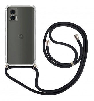 Zadní kryt na Motorola Edge 30 Neo s černou šňůrkou průhledný