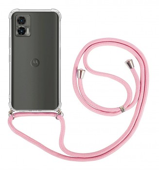 Zadní kryt na Motorola Edge 30 Neo s růžovou šňůrkou průhledný