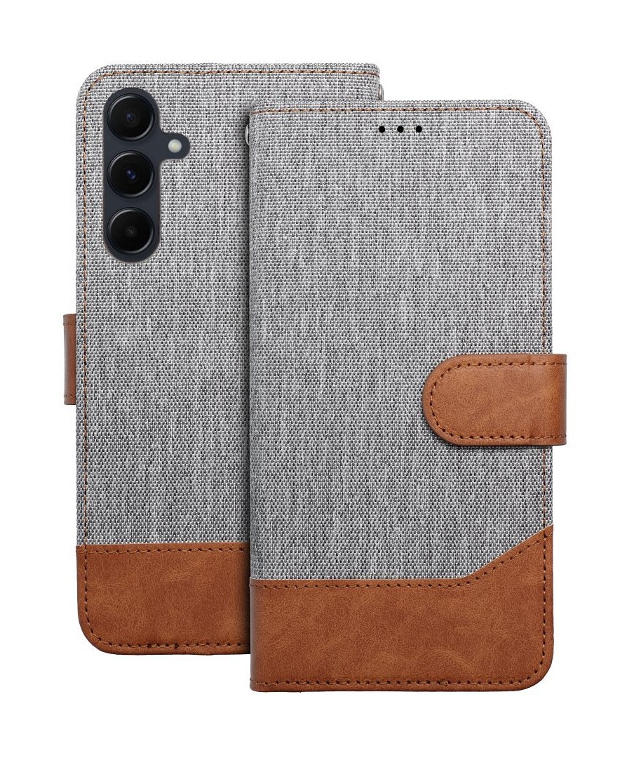 Knížkové pouzdro Jeans na Samsung A56 šedé