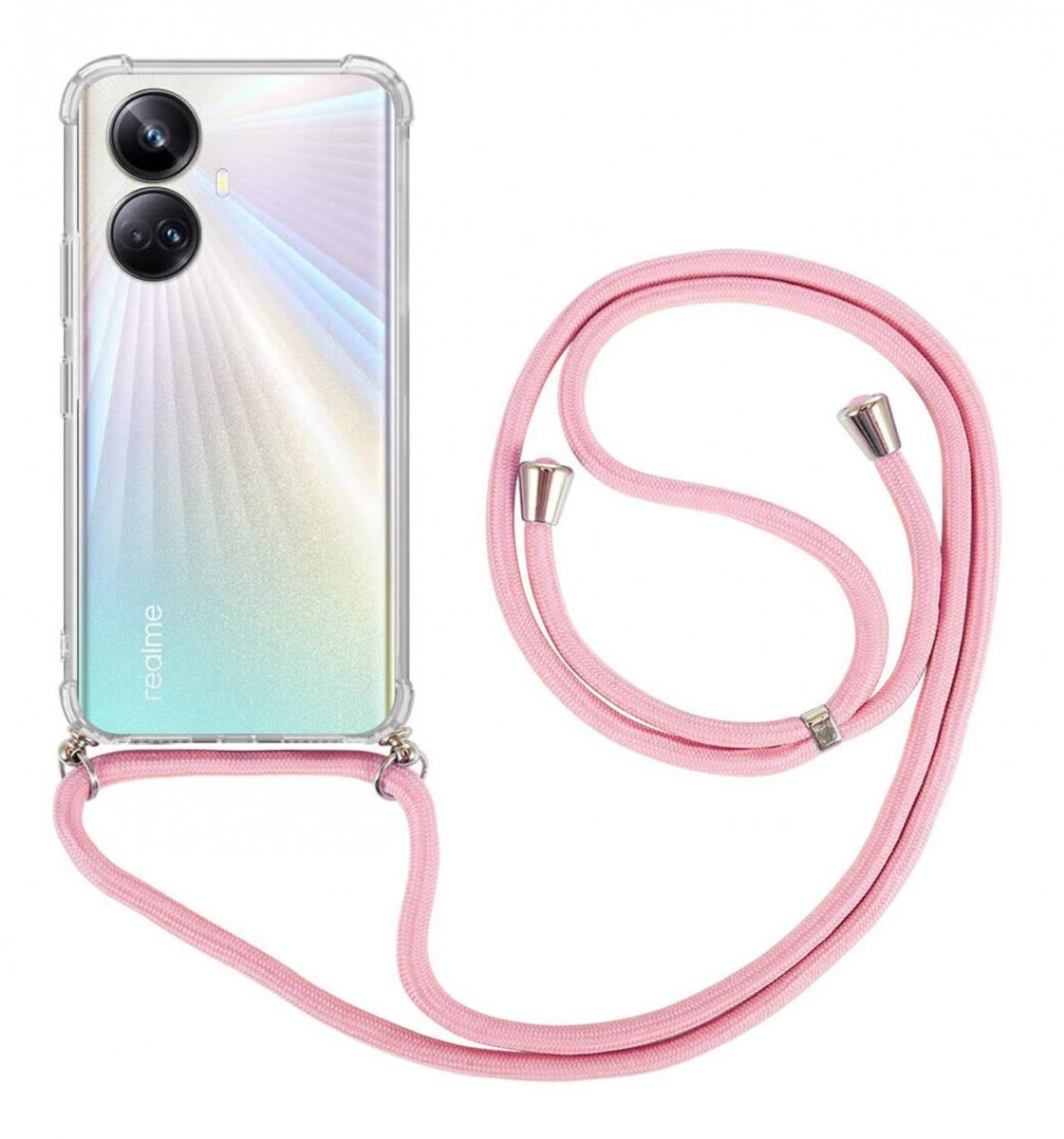 Zadní kryt na Realme 10 s růžovou šňůrkou průhledný