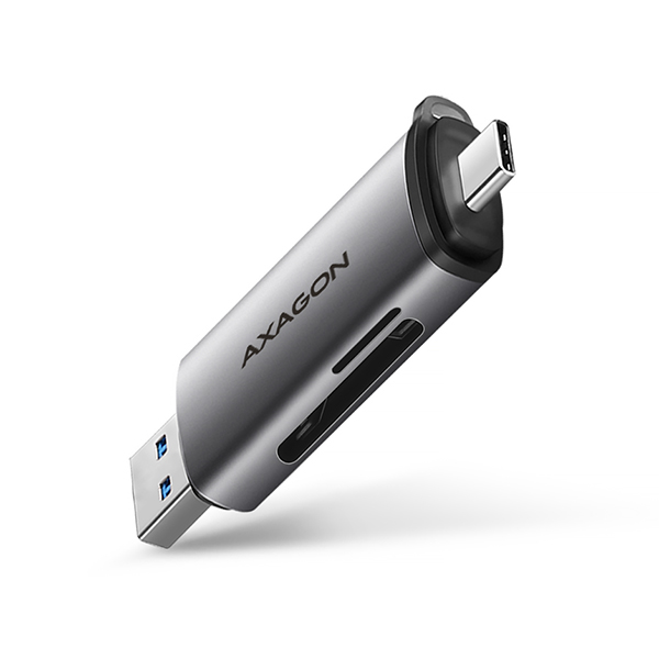 Levně Čtečka paměťových karet AXAGON CRE-SAC USB-C a USB-A šedá 128050