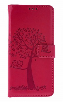 Knížkové pouzdro na Xiaomi Redmi 15C Tmavě růžový strom sovičky