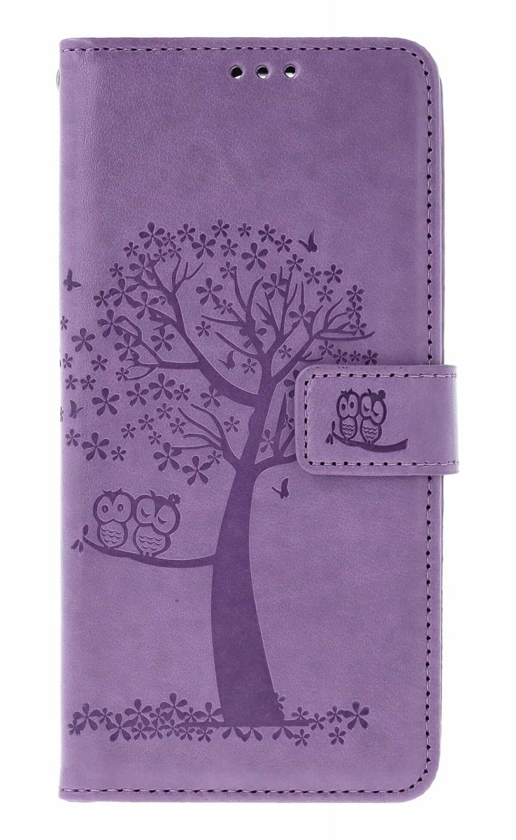 Knížkové pouzdro na Xiaomi Redmi 15 Světle fialový strom sovičky